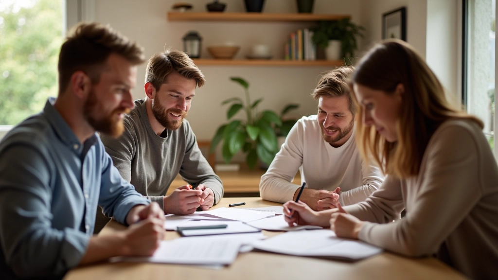 Familie plant monatliches Budget am Küchentisch