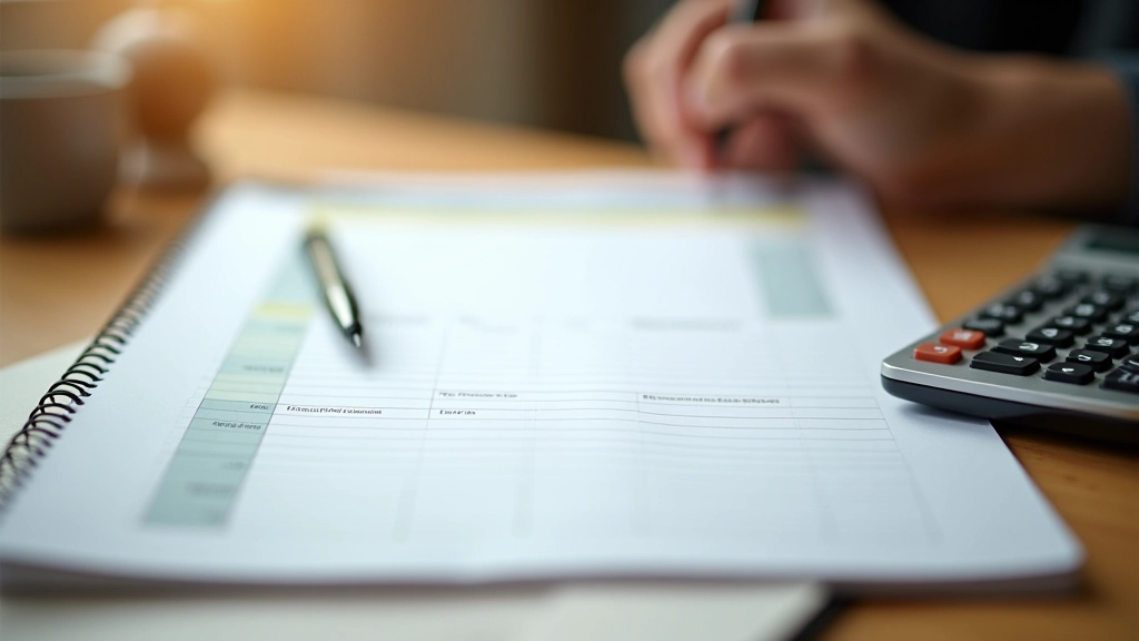 Haushaltsbuch mit Stift und Taschenrechner